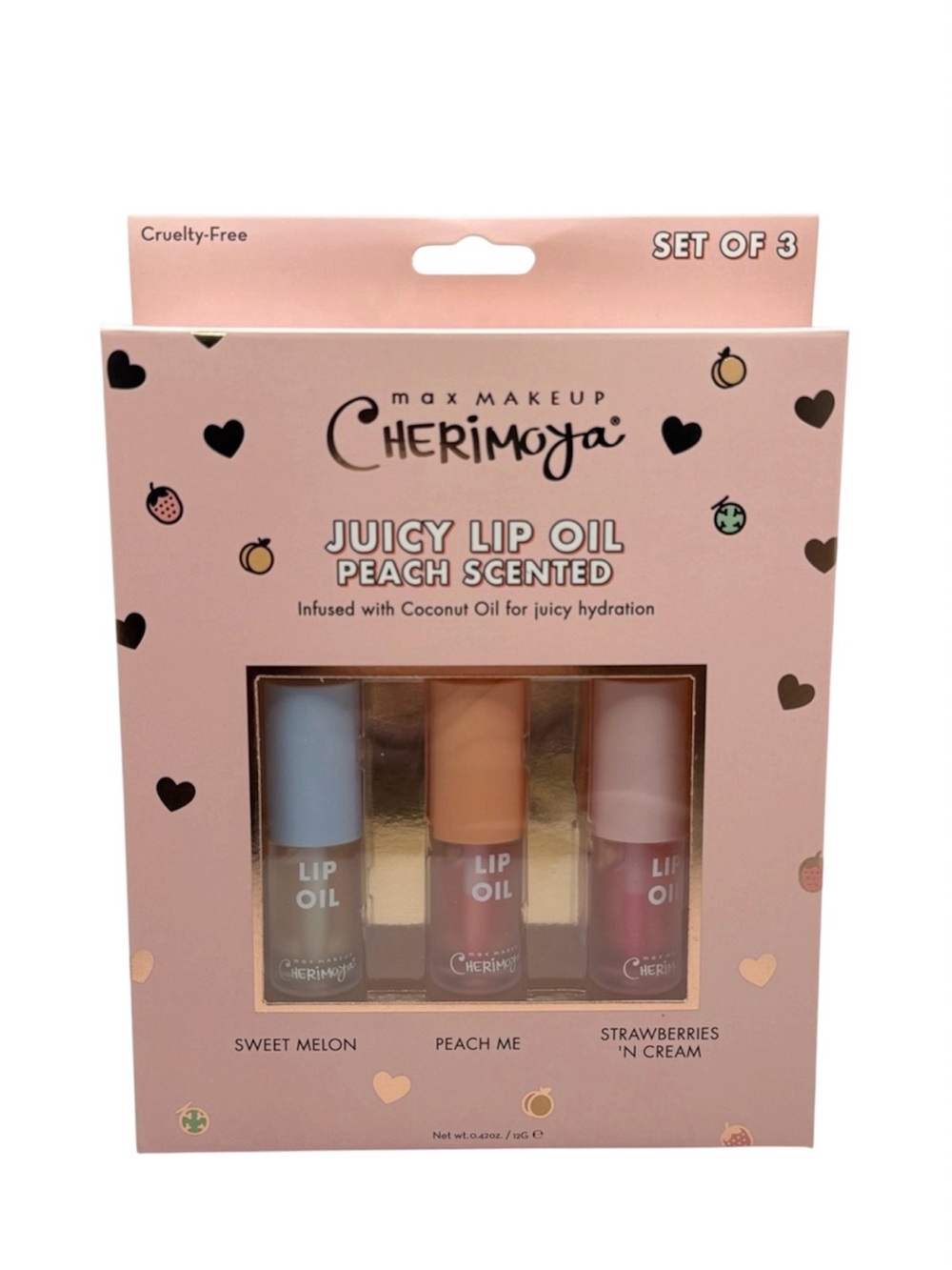 Cherimoya Juicy Lip Oil Trio Set Peach Scented NEW Gift Set